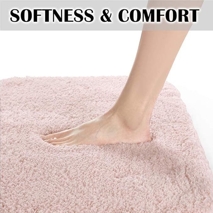 Suchtale Non Slip Bath Mat, 16 x 24, Dusty Pink - Soft Microfiber Shaggy Mat, Machine Washable, Thick Plush for Shower