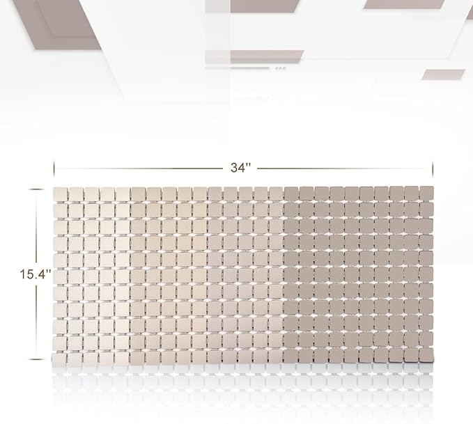 Extra Long Shower Stall Mat Non Slip Bathtub Bath Mats with Suction Cups and Drain Holes- 34 X 15.4 Inch (Gradient Beige)