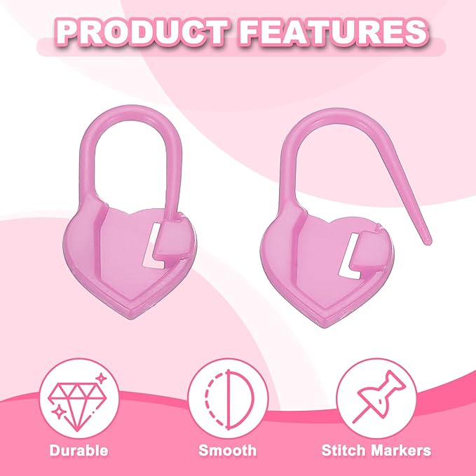 PATIKIL Crochet Stitch Markers, 150Pcs Plastic Knitting Markers Needle Pin Heart Locking Stitch Marker for Sewing Crocheting DIY Craft, Light Purple