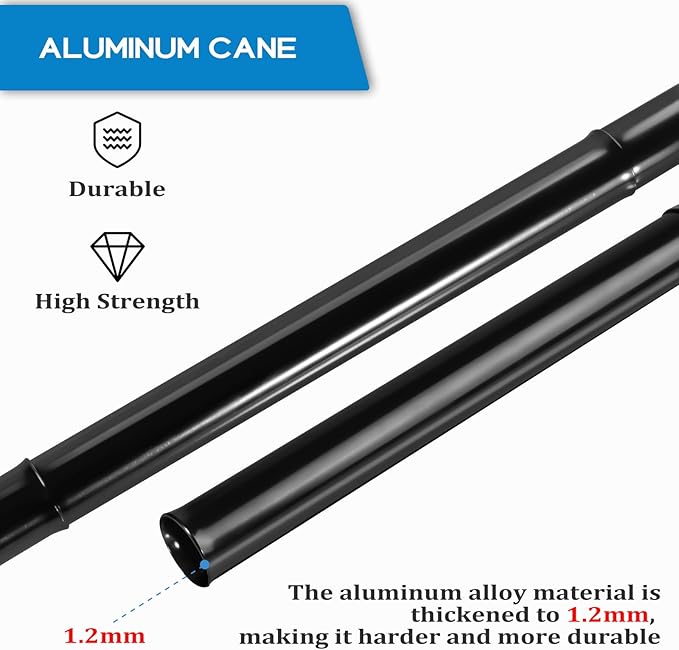 Folding Walking Quad Cane for Men and Women,Ultra Lightweight Sturdy Height Adjustable Nonslip Rubber Tips Free Standing Cane,Collapsible Walking Sticks for Seniors & Adults [Black]