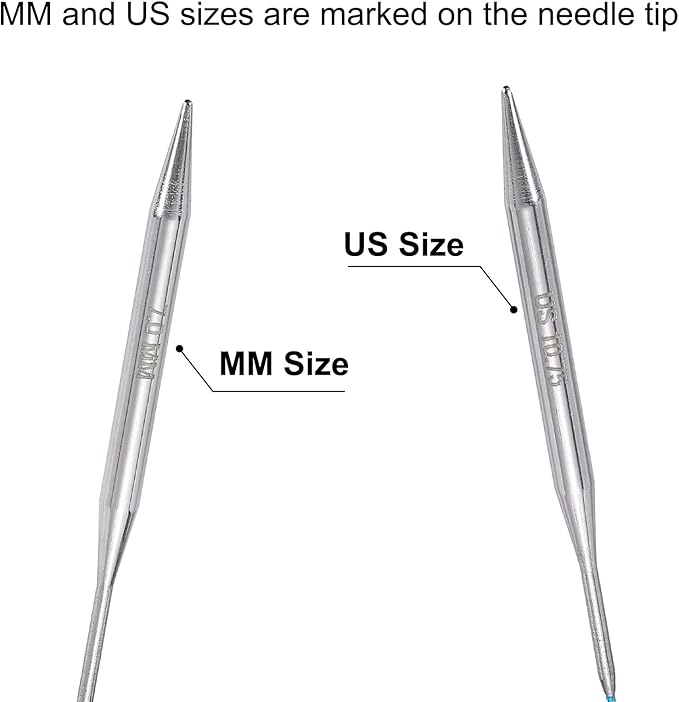 uxcell Size US 10.5 (7mm) Knitting Needles Circular Needle 16 Inch(40cm) Round Metal Stainless Steel Needle for Handmade Projects DIY Knitting Blue