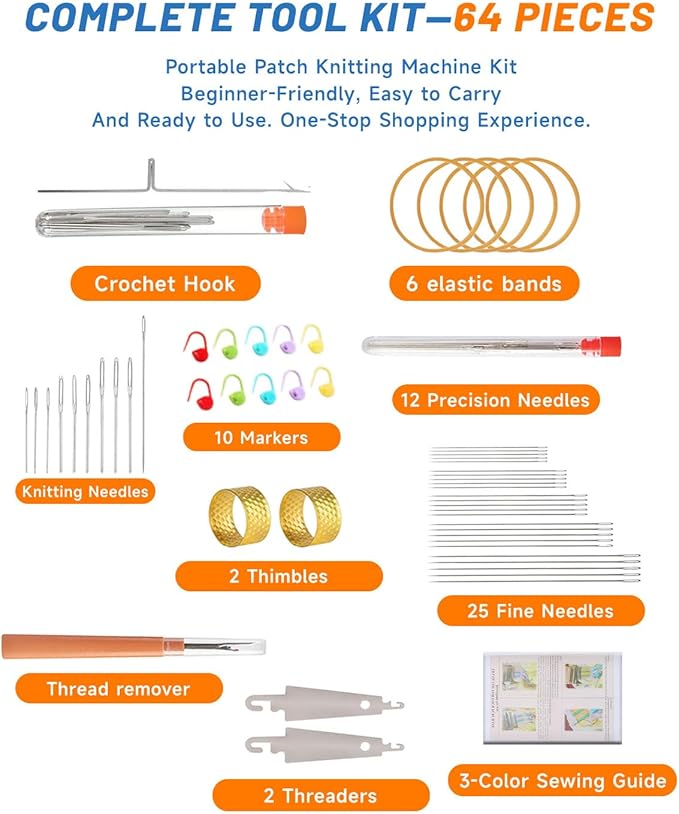 Patch Maker 2.0 Kit, 2026 Upgrade 64PCS Kit Beginner-Friendly with Guide Works on Any Fabric Repair Hole Darning Loom, 12/14/28 Pin Beech Hardwood Loom Knitting Kit for Repair Sewing DIY (Raw28Pin)