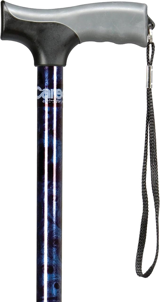 Carex Soft Grip Walking Cane with Strap, Anti-Slip Walking Cane for Easy Maneuvering, Walk Stick for Seniors & Adults with Added Support and Adjustable for Balance, Supports up to 250 lbs, Blue Marble