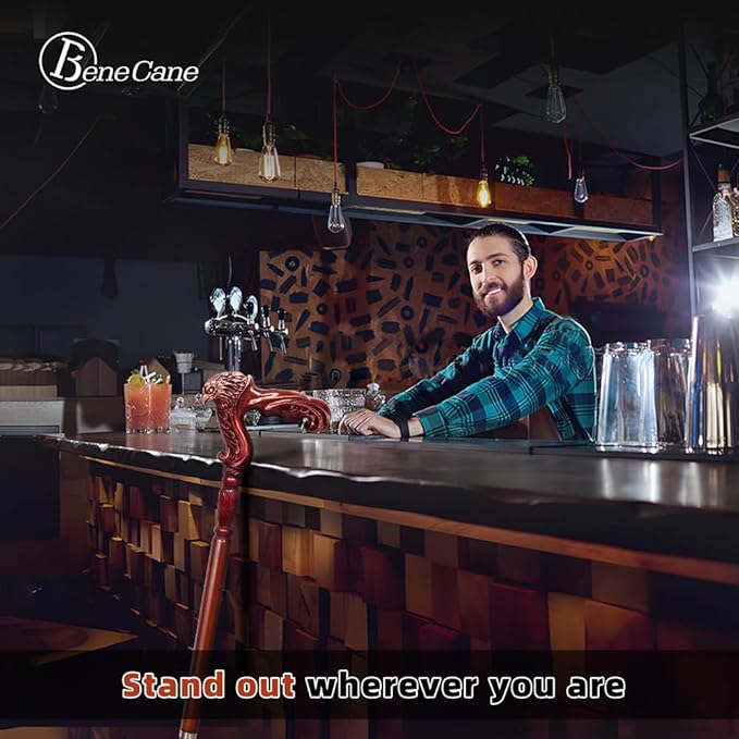 BeneCane Handmade Wooden Walking Cane for Men and Women, Detachable Eagle Handle Walking Stick, Fashionable Unisex Cane with Ergonomic and Comfort Grip Handle