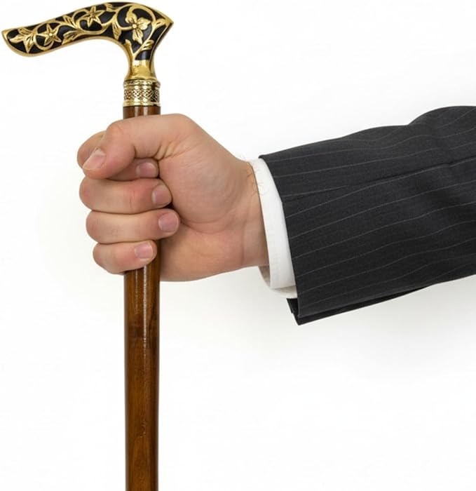 All Black Snake Handle Spiral Wooden Walking Cane