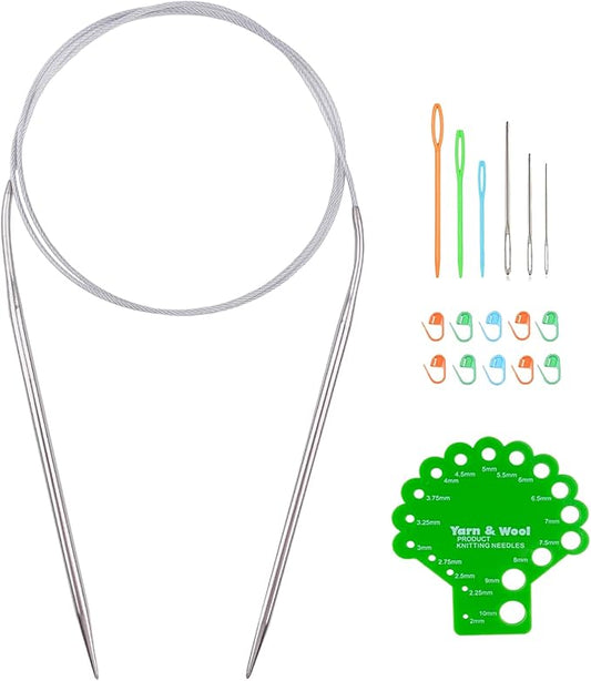 Hobekoee Circular Knitting Needle 40 inch (100cm),Size US 6 (4.0mm) Stainless Steel Round Knitting Needles for Smoothly Knit Blanket,Sweater,Coaster,Socks