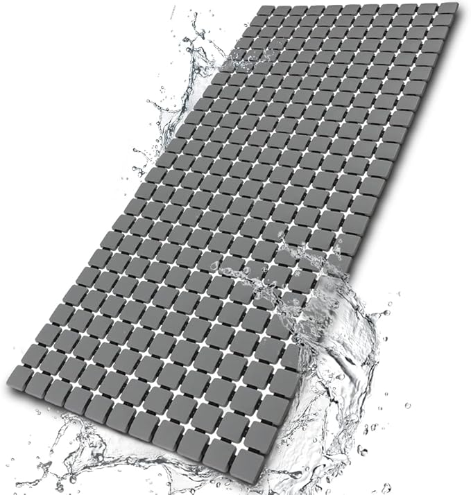 Shower Mat Non Slip Bathtub Mat with Suction Cups and Drain Holes Bath mat for tub 33.4 x 15.7 Inch Large Size