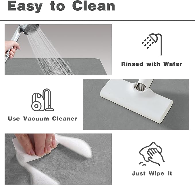 Bathroom Mat Quick Dry, Bathroom Rugs Non Slip Washable Thin Absorbent Bath Mat Fits Under Door Bathroom Floor Mat Perfect for Bath, Shower, or Sink 24"x70" Light Grey