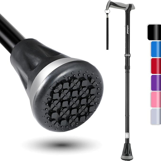 REHAND Walking Cane - Foldable, Adjustable, Collapsible Walking Canes for Men & Women, Heavy Duty All Terrain Tip, with Travel Bag | Walking Sticks for Seniors & Adults