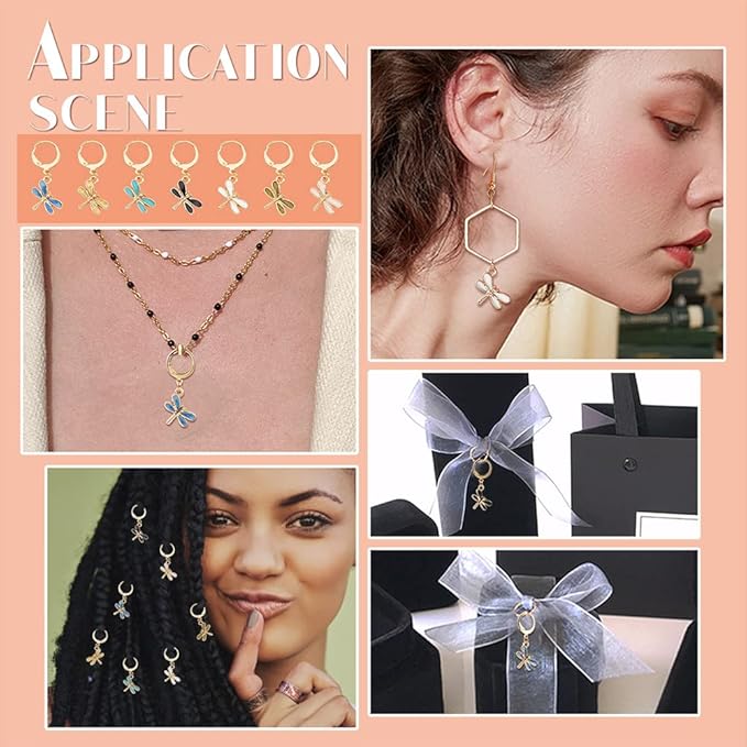 NBEADS 28 Pcs Dragonfly Stitch Markers, Alloy Enamel Crochet Stitch Marker Charms Locking Stitch Marker with 304 Stainless Steel Clasp for Crochet Weaving Sewing Accessories Jewelry Making