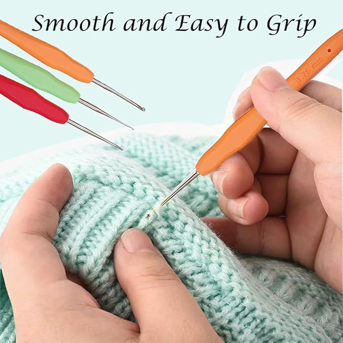 Yarniss 10 Size Small Crochet Hooks, Ergonomic Crochet Hooks for Thread 0.5mm~2.75mm