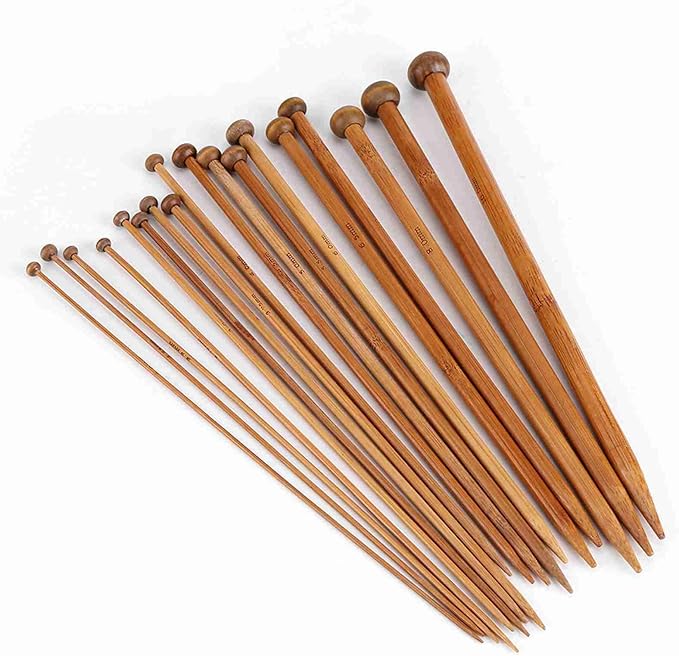 HUIOP Knitting Needles Set, Carbonized Knitting Needle 18 Sizes, Beginner Tools for Handmade Weave, Proof, with