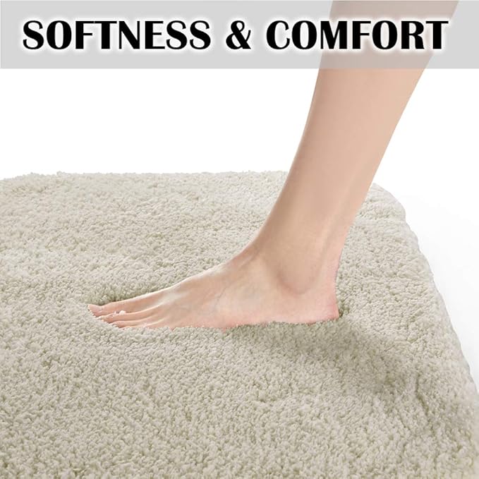 Suchtale Bathroom Contour Rug Non Slip Bath Mat Water Absorbent Soft Microfiber Shaggy Bathroom Mat Machine Washable Bath Rug for Bathroom Thick Plush U Shape Toilet Rug (20 x 24, Light Tan)