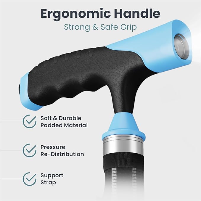 Walking Cane for Men for Stability, Walking Canes with Light,Adjustable Quad Canes for Men with Two Replacement Bases, Ultralight Carbon Fiber Walking Canes for Seniors Balance,Only 0.3kg