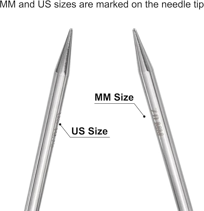 uxcell Size US 10.75 (7mm) Knitting Needles Circular Needle 47 Inch(120cm) Round Metal Stainless Steel Needle for Handmade Projects DIY Knitting Blue