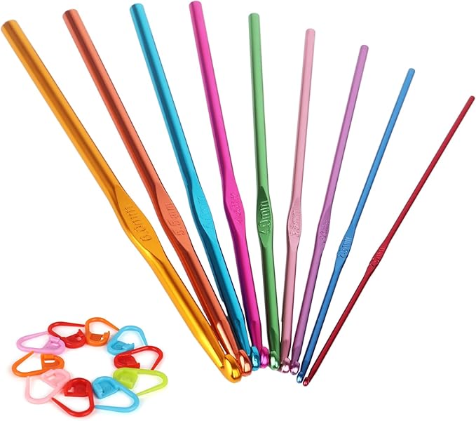 Coopay Crochet Hooks 19PCS Multicolor Aluminum Crochet Set, Smooth Crochet Hook Kit with Stitch Markers, Beginners Crochet Needles for Crocheting Yarn, 2.0mm-6.0mm Crochet Hook for Arthritic Hands