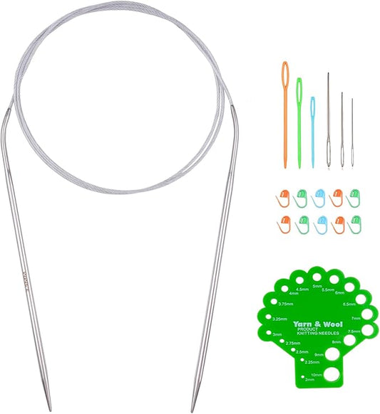 Hobekoee Circular Knitting Needle 40 inch (100cm),Size US 4 (3.5mm) Round Stainless Steel Knitting Needles for Smoothly Knit Blanket,Sweater,Coaster,Socks