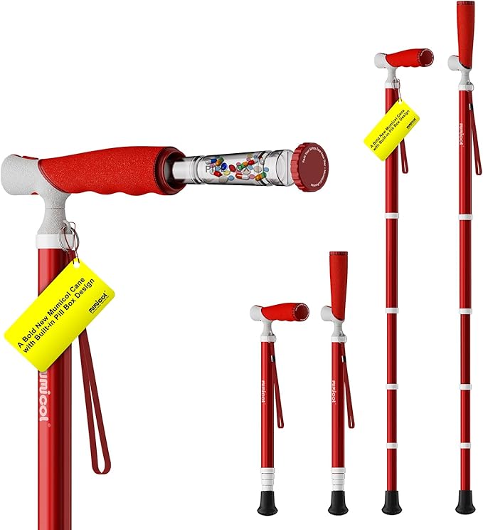 Canes for Women for Stability, Walking Cane for Men, Folding Canes for Women Adjustable for Travel, Dual Modes Handle (Sticks or Canes) with Daily Pill Box