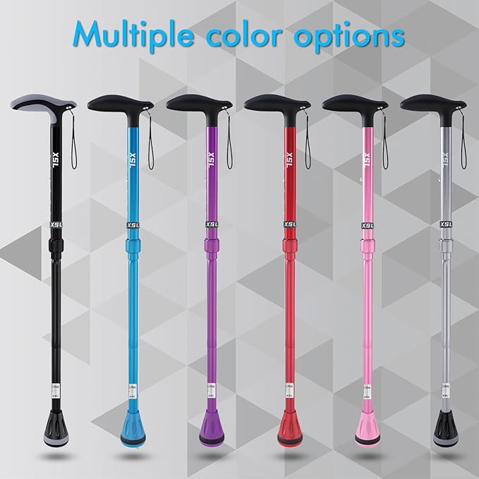 XSL Walking Cane - Foldable, Adjustable, Collapsible Walking Canes for Men & Women, Heavy Duty All Terrain Tip, with Travel Bag | Portable Walking Sticks for Seniors & Adults