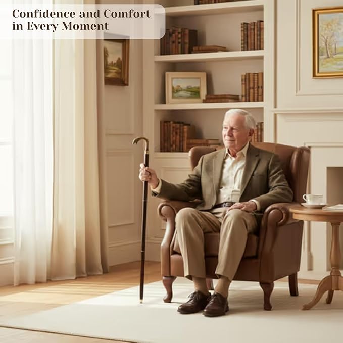 All Black Snake Handle Spiral Wooden Walking Cane