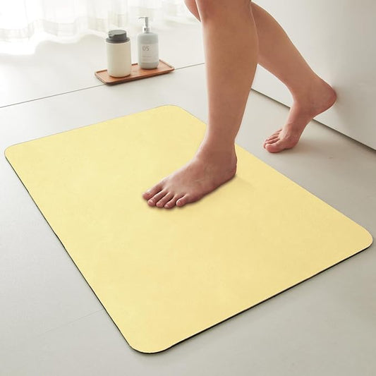 Bath Mat, Bathroom Rugs Non Slip Washable Thin Absorbent Quick Dry Bath Mat Fits Under Door Bathroom Floor Mat Perfect for Bath, Shower, or Sink 20"x48" Light Yellow