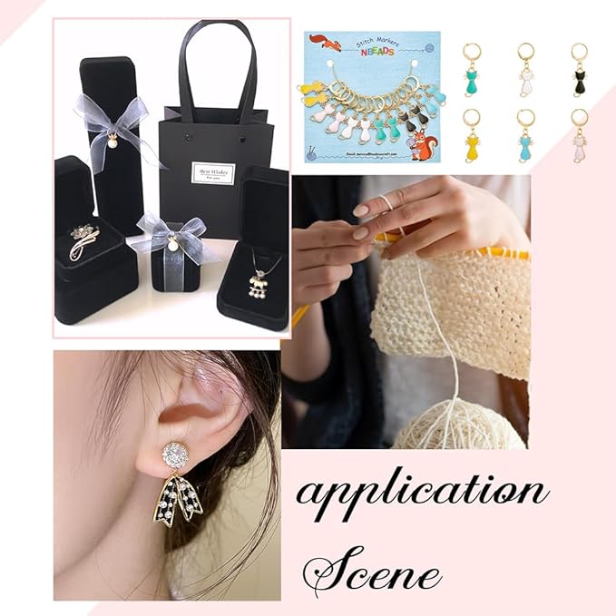 NBEADS 24 Pcs Cat Stitch Markers, Enamel Alloy Crochet Stitch Marker Charms Removable Locking Stitch Marker for Knitting Weaving Sewing Accessories Quilting Handmade Jewelry