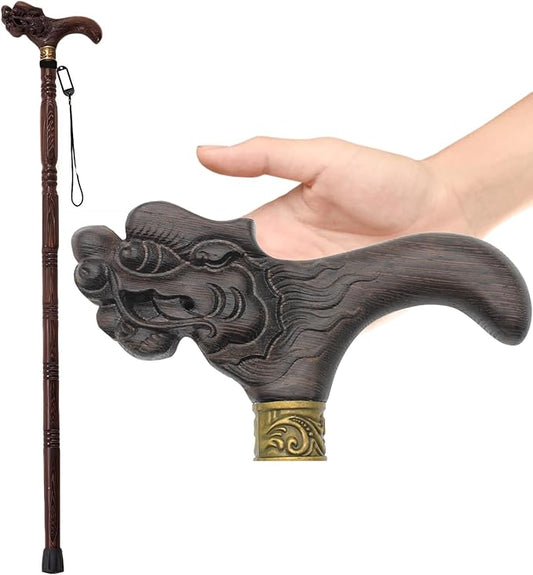 Wooden Walking Canes for Men and Women, Natural Rosewood Walking Sticks for Senior Support, Up to 500 Lbs Walking Stick, Heavy-Duty Walking Cane for Men, Suitable for Gift Giving