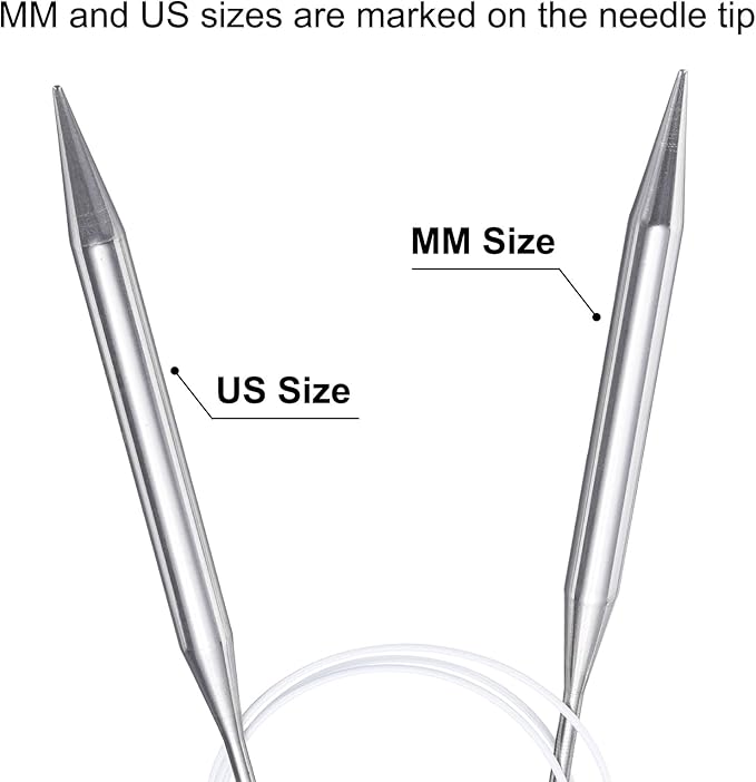 uxcell Size US 15 (10mm) Knitting Needles Circular Needle 40 Inch(100cm) Round Metal Stainless Steel Needle for Handmade Projects DIY Knit Blankets