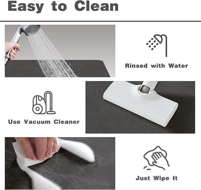 Bath Mat, Bathroom Rugs Non Slip Washable Thin Absorbent Quick Dry Bath Mat Fits Under Door Bathroom Floor Mat Perfect for Bath, Shower, or Sink 36"x48" Dark Grey