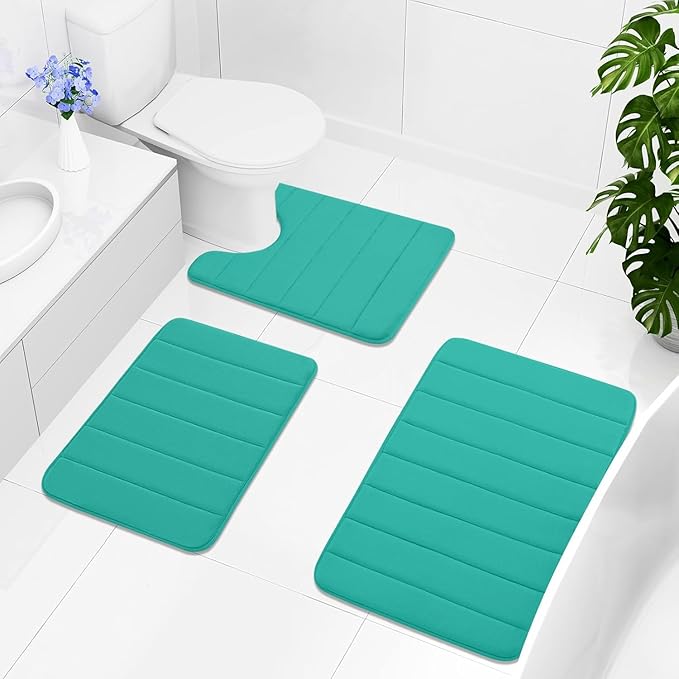 Buganda Memory Foam Bath Mat, 47" x 20", Ultra Soft and Non-Slip Bathroom Rugs, Water Absorbent and Machine Washable Bath Rug Runner for Bathroom, Shower, and Tub, Teal