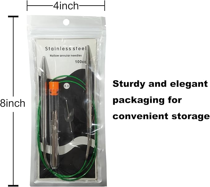 Size 11/8mm Circular Knitting Needles,40 Inch/100cm Knitting Needles for Beginners,Metal Round Knitting Needle Set with 9 Yarn Needle (Green, 40-inch-US-11(8mm))