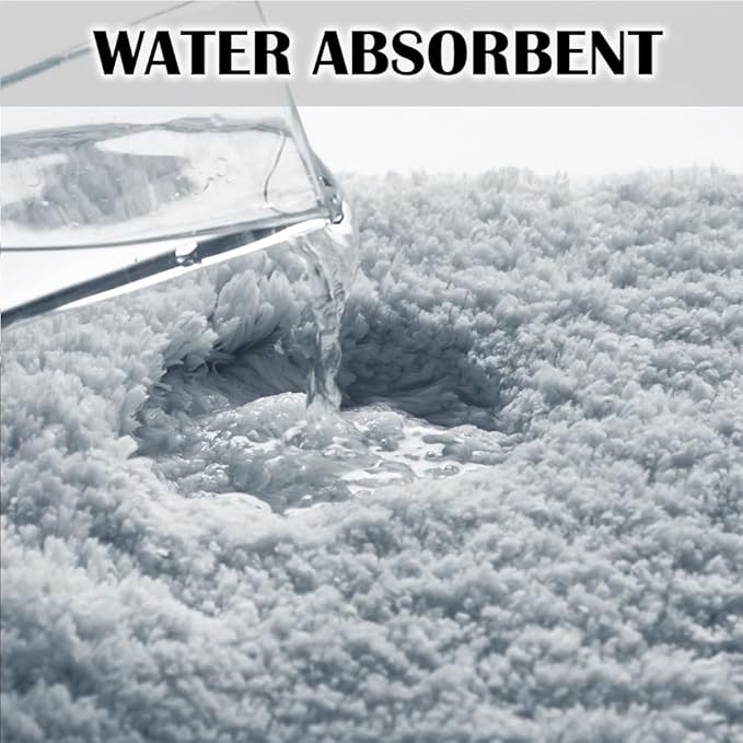 Suchtale Non Slip Bath Mat (20 x 32, Light Blue) - Soft Microfiber Shaggy, Water Absorbent, Machine Washable, Thick Plush Shower Mat