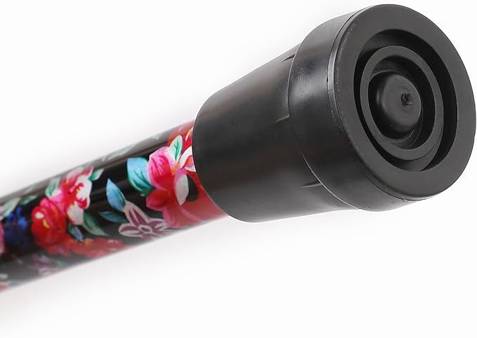 Folding Lightweight Walking Stick - Adjustable Aluminum Metal Collapsible Travel Cane with Non-Slip Rubber Base