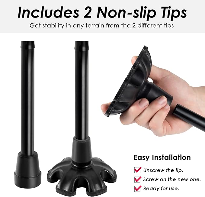 Walking Cane PANZHENG Cane for Man/Woman | Mobility & Daily Living Aids | 5-Level Height Adjustable Walking Stick | Comfortable Plastic T-Handle Portable Walking Stick Folding Cane