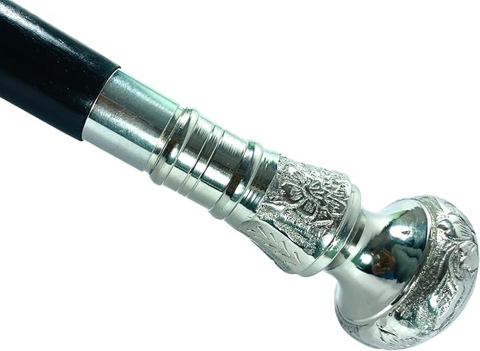 All Black Snake Handle Spiral Wooden Walking Cane