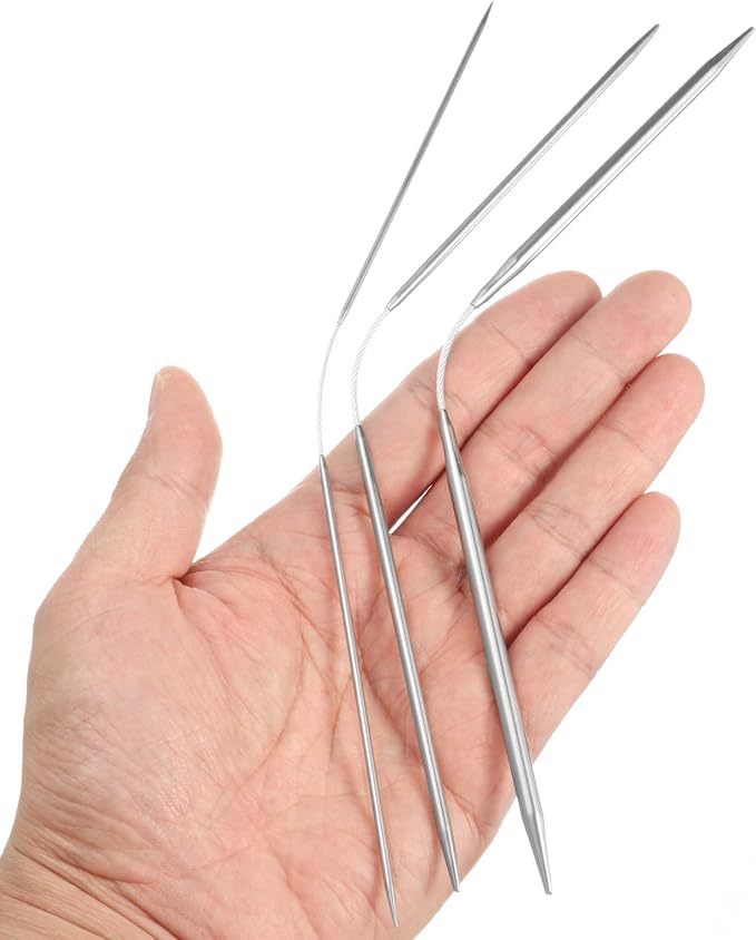uxcell 3Pcs Size US 6 (4mm) Double-Pointed Flexible Knitting Needles 9 Inch(23cm) Stainless Steel Needle for Handmade Projects DIY Knitting