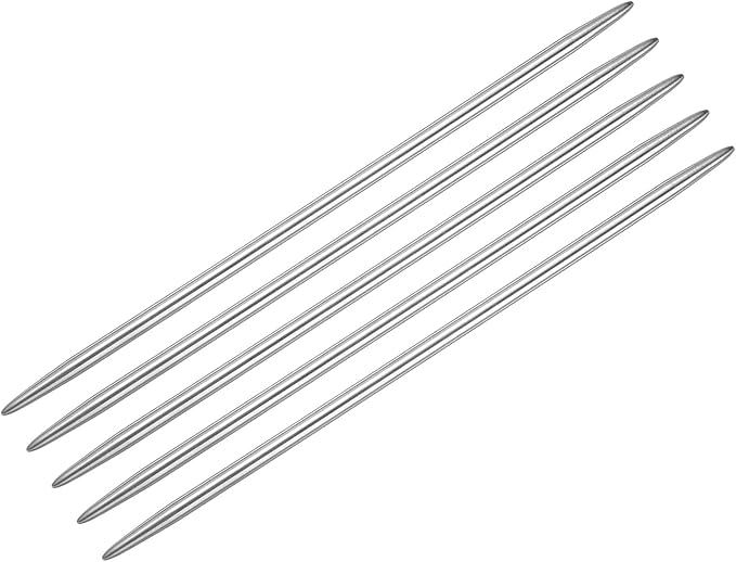 uxcell 5Pcs Knitting Needle 4mm Diameter 5.9 Inches Length Stainless Steel Double Pointed Sweater Stitching Needles for Handmade Projects DIY Knitting