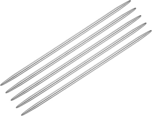 uxcell 5Pcs Knitting Needle 4mm Diameter 5.9 Inches Length Stainless Steel Double Pointed Sweater Stitching Needles for Handmade Projects DIY Knitting