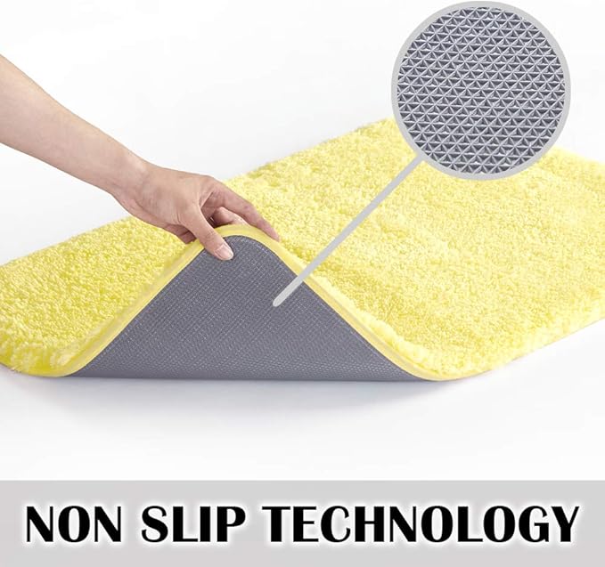 Suchtale Large Extra Soft and Absorbent Shaggy Bath Mat (24 x 40, Yellow) Machine Washable Microfiber Non Slip Bath Mat for Bathroom Floor
