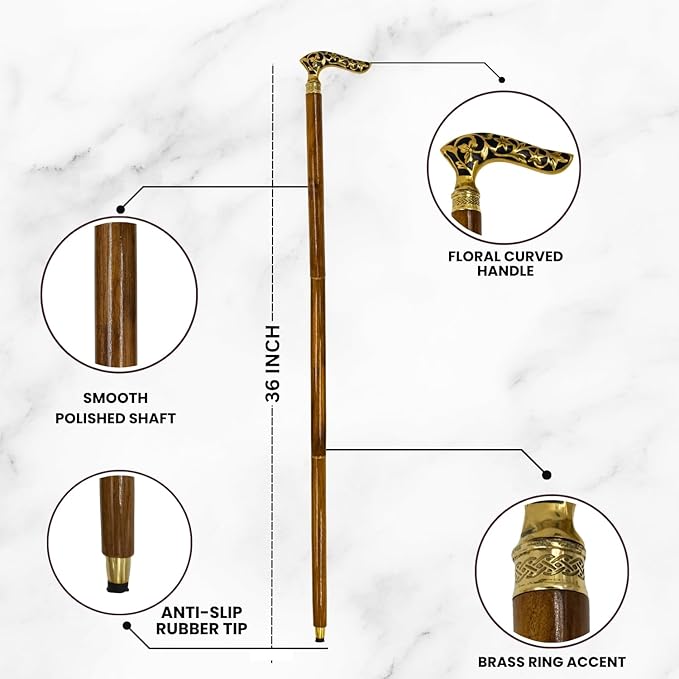 All Black Snake Handle Spiral Wooden Walking Cane