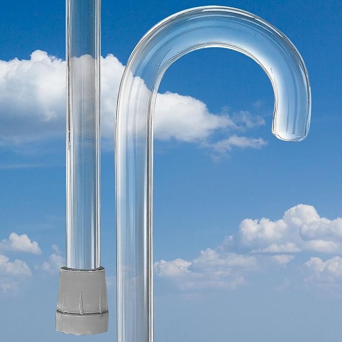 Royal RC Canes Elegant Acrylic Walking Cane – Lightweight Lucite Derby & J Handle Stick for Men & Women – Stylish, Unique Transparent Design Look with Rubber Tip