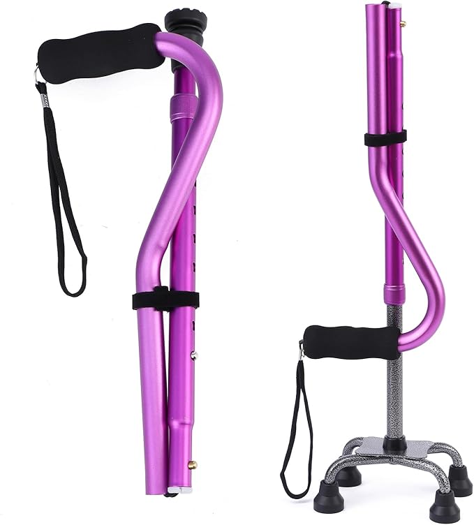 LIXIANG Walking Canes Stablize Women Quad Canes for Seniors & Adults Foldable Adjustable for Men & Women Heavy Duty Freestanding Cane for People with Leg Injuries 3 footings