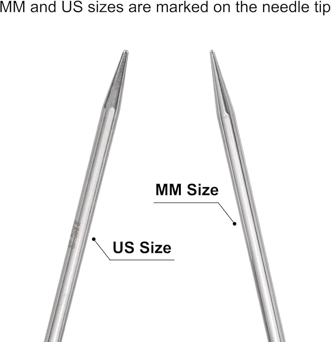 uxcell Size US 8 (5mm) Knitting Needles Circular Needle 31 Inch(80cm) Round Metal Stainless Steel Needle for Handmade Projects DIY Knitting White