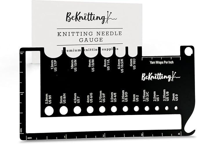 BeKnitting Knitting Needle Gauge Sizer Tool for Knitting Needles & Crochet Hooks, Yarn & Swatch Ruler - Sitch Saver | Holiday Christmas Gifts, Gift-Ready Box