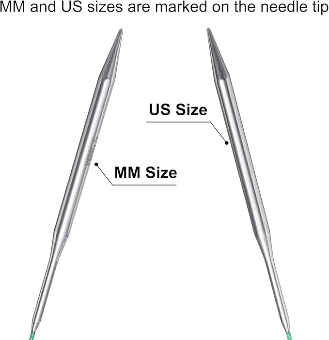 uxcell Size US 9 (5.5mm) Knitting Needles Circular Needle 16 Inch(40cm) Round Metal Stainless Steel Needle for Handmade Projects DIY Knitting
