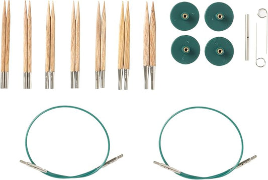 Knit Picks Options 2-3/4" Short Tip Square Interchangeable Wood Knitting Needle Set (Foursquare Sunstruck)