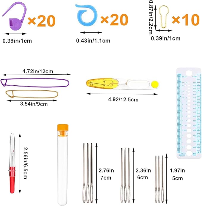 Mdoker 100pcs Crochet Hooks Set in Case Ergonomic Soft Grip Handles Weave Yarn Knitting Needles Kit and Crochet Needle Accessories Crochet Kit Complete Set for Beginners and Experienced Lover