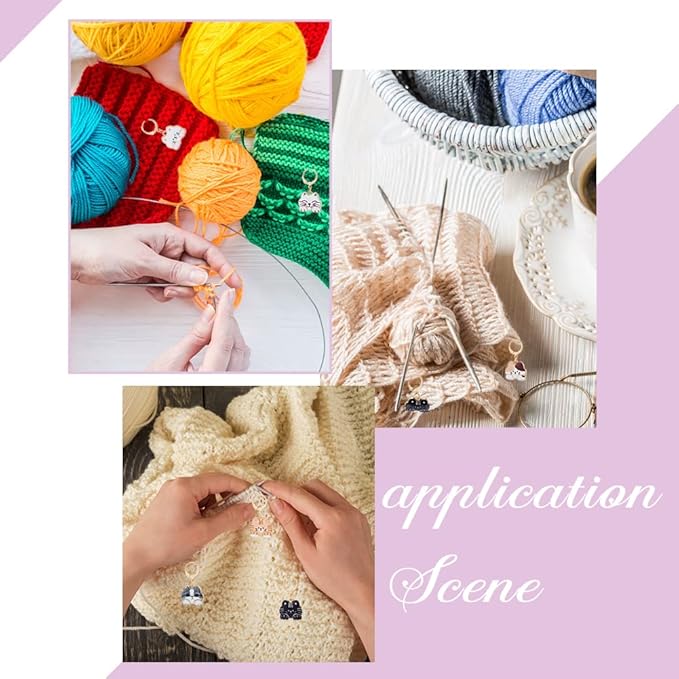 NBEADS 14 Pcs Cat Stitch Markers, Alloy Enamel Crochet Stitch Marker Charms Locking Stitch Marker with 304 Stainless Steel Clasp for Crochet Weaving Sewing Accessories Quilting Jewelry Making