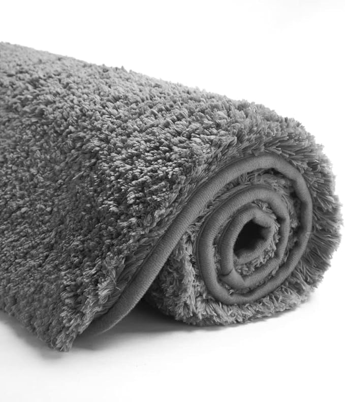 Suchtale Large Extra Soft and Absorbent Shaggy Bath Mat (24 x 40, Dark Grey) Machine Washable Microfiber Non Slip Bath Mat for Bathroom Floor