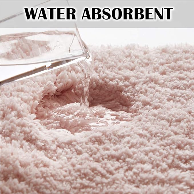 Suchtale Non Slip Bath Mat (20 x 32, Dusty Pink) Water Absorbent Soft Microfiber Shaggy Bathroom Rug Machine Washable Thick Plush Shower Mat